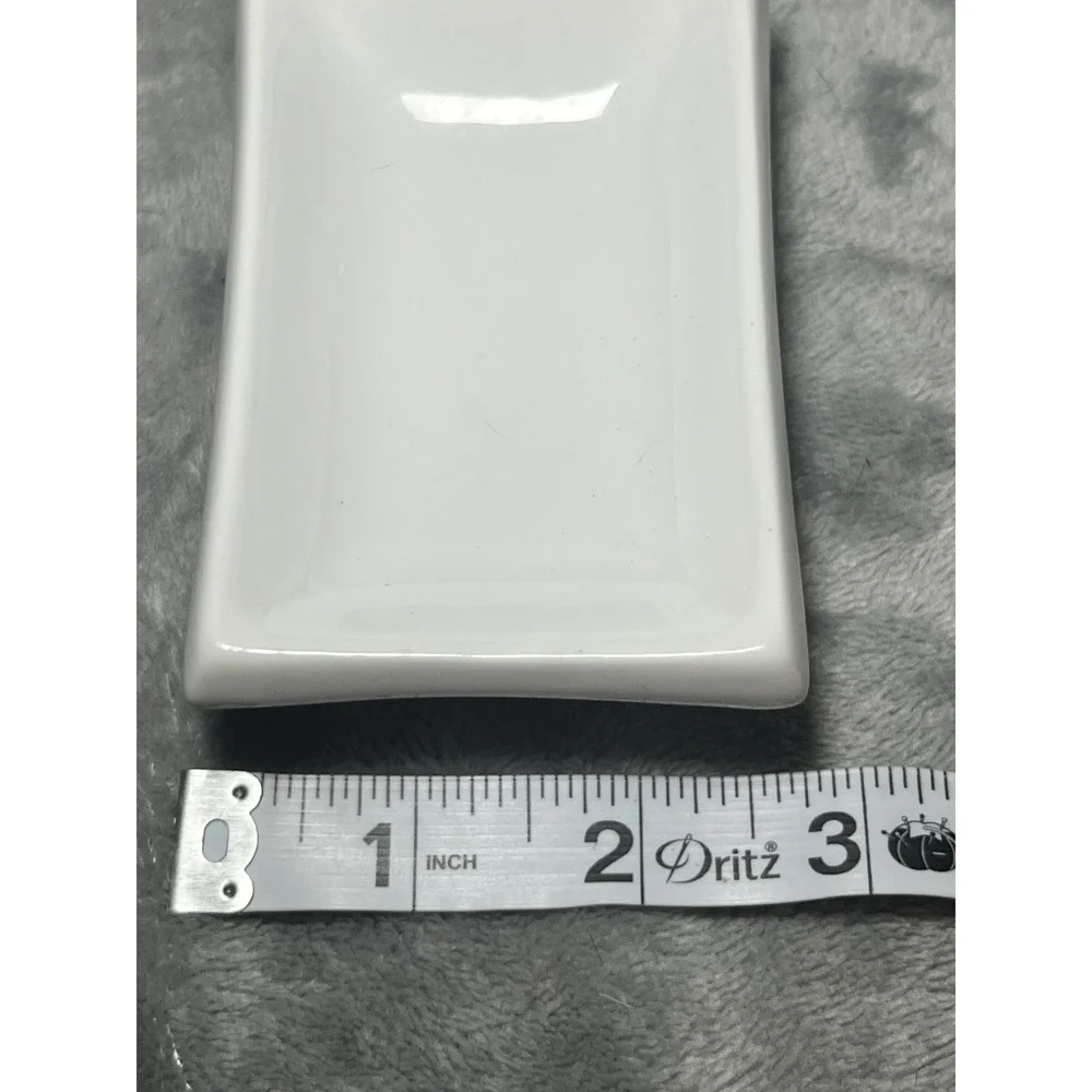 Pier 1 White Ceramic Square Appetizer Plates‎ Set 6 Modern Minimalist 4in